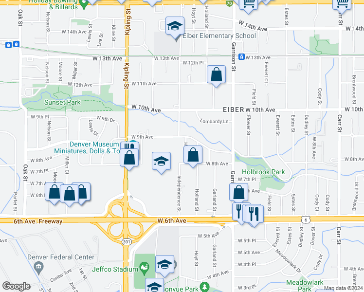 map of restaurants, bars, coffee shops, grocery stores, and more near 865 Hoyt Street in Lakewood