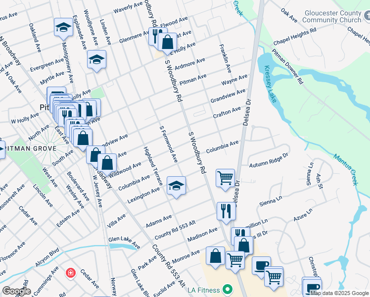 map of restaurants, bars, coffee shops, grocery stores, and more near 329 Wildwood Avenue in Pitman