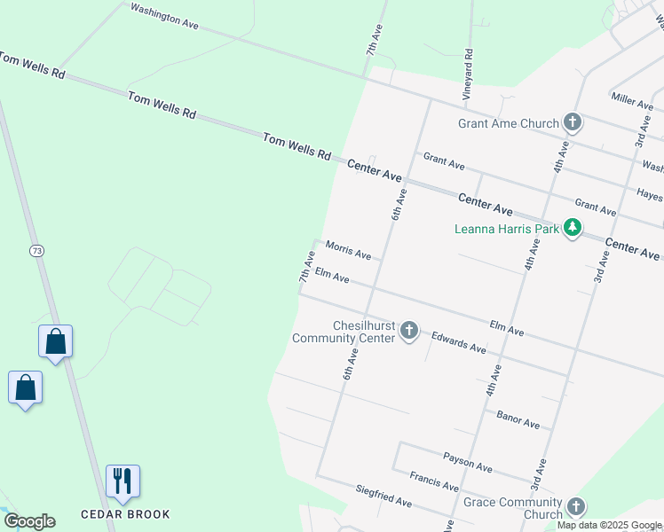 map of restaurants, bars, coffee shops, grocery stores, and more near 622 Elm Avenue in Chesilhurst