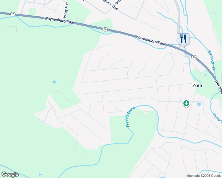 map of restaurants, bars, coffee shops, grocery stores, and more near 68 Mile Trail in Fairfield