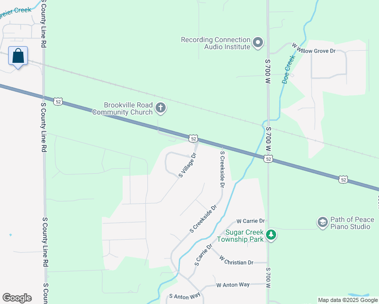 map of restaurants, bars, coffee shops, grocery stores, and more near 7358 West White Oak Drive in New Palestine