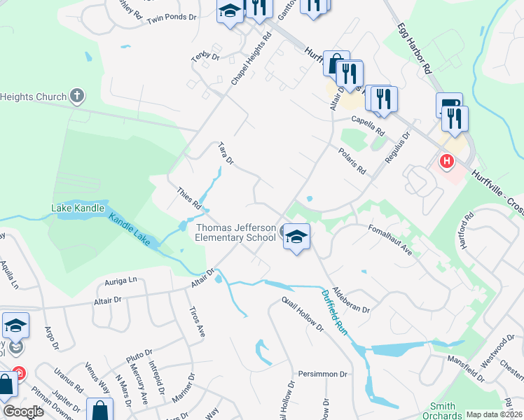 map of restaurants, bars, coffee shops, grocery stores, and more near 1 Benjamin Court in Washington Township