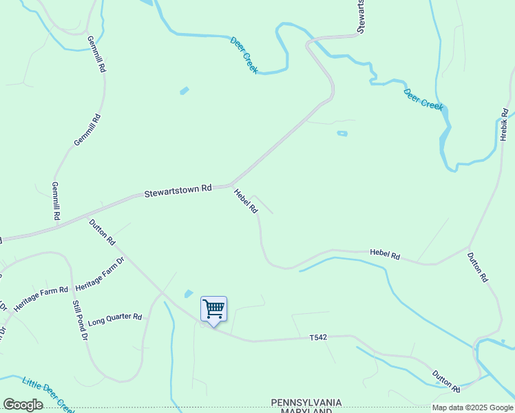 map of restaurants, bars, coffee shops, grocery stores, and more near 1771 Blue Jay Court in Stewartstown