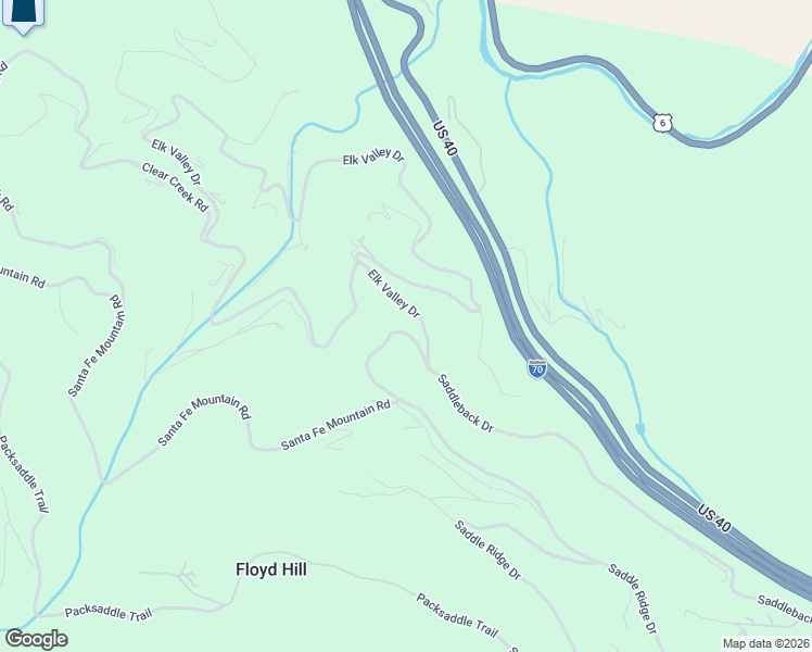 map of restaurants, bars, coffee shops, grocery stores, and more near 1145 Saddleback Drive in Evergreen