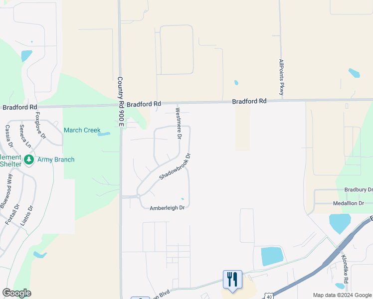 map of restaurants, bars, coffee shops, grocery stores, and more near 2210 Shadowbrook Drive in Plainfield