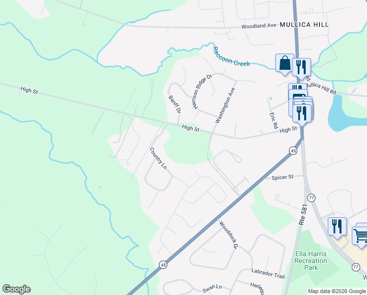 map of restaurants, bars, coffee shops, grocery stores, and more near 57 High Street in Harrison Township