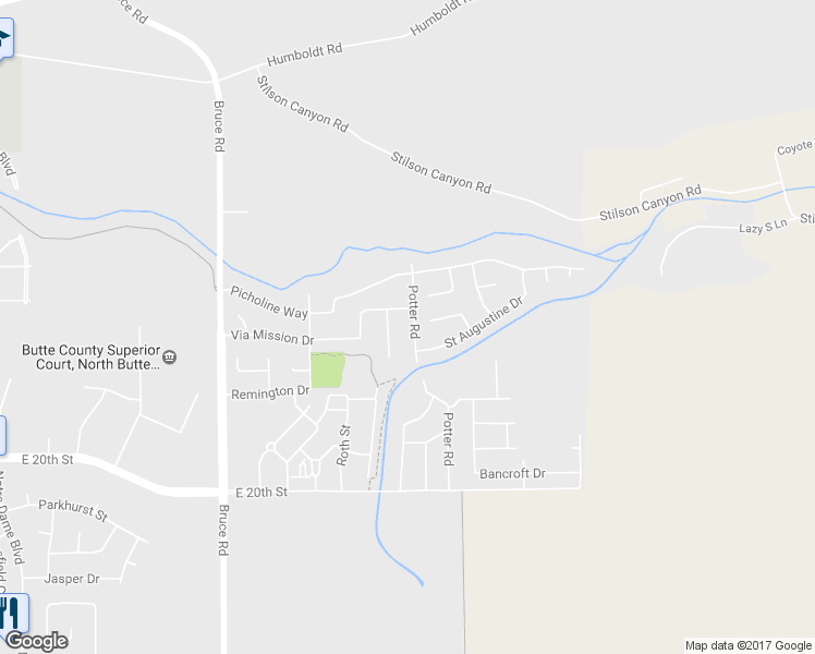 map of restaurants, bars, coffee shops, grocery stores, and more near 1916 Potter Road in Chico