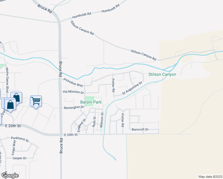 map of restaurants, bars, coffee shops, grocery stores, and more near 1916 Potter Road in Chico