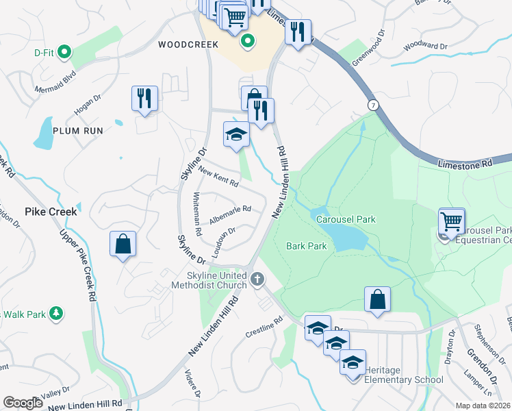map of restaurants, bars, coffee shops, grocery stores, and more near 5122 New Kent Road in Wilmington
