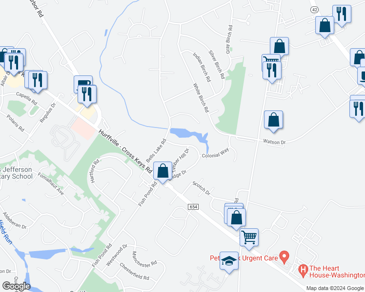 map of restaurants, bars, coffee shops, grocery stores, and more near 41 Bridge Drive in BLACKWOOD