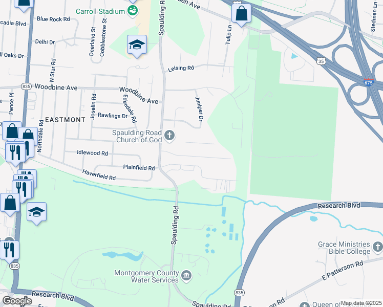 map of restaurants, bars, coffee shops, grocery stores, and more near 2967 Armen Avenue in Dayton
