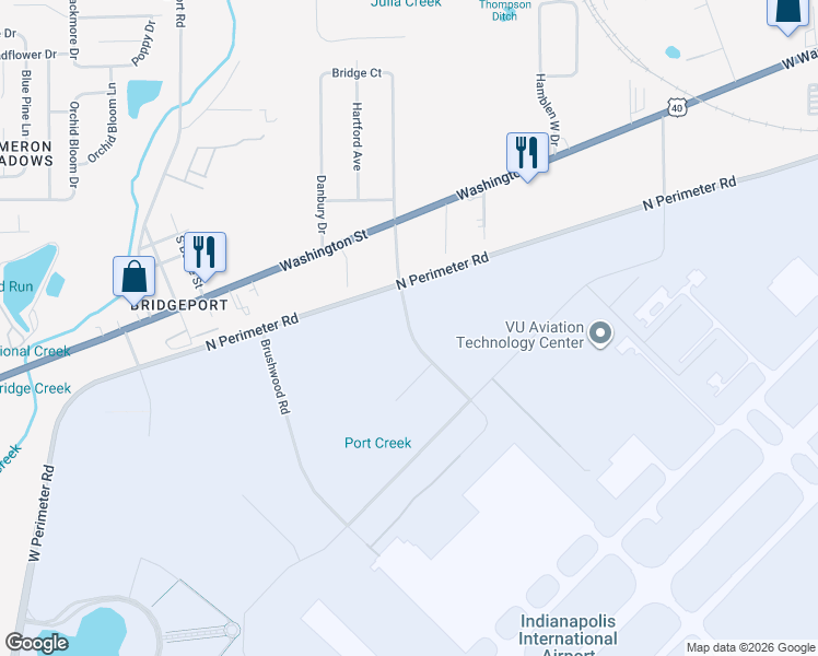 map of restaurants, bars, coffee shops, grocery stores, and more near Newhaven Drive in Indianapolis