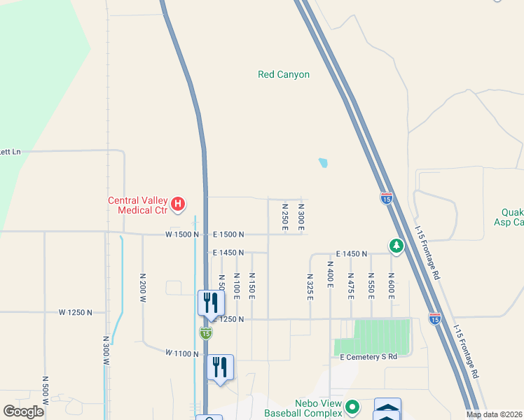 map of restaurants, bars, coffee shops, grocery stores, and more near 1581 North 200 East in Nephi