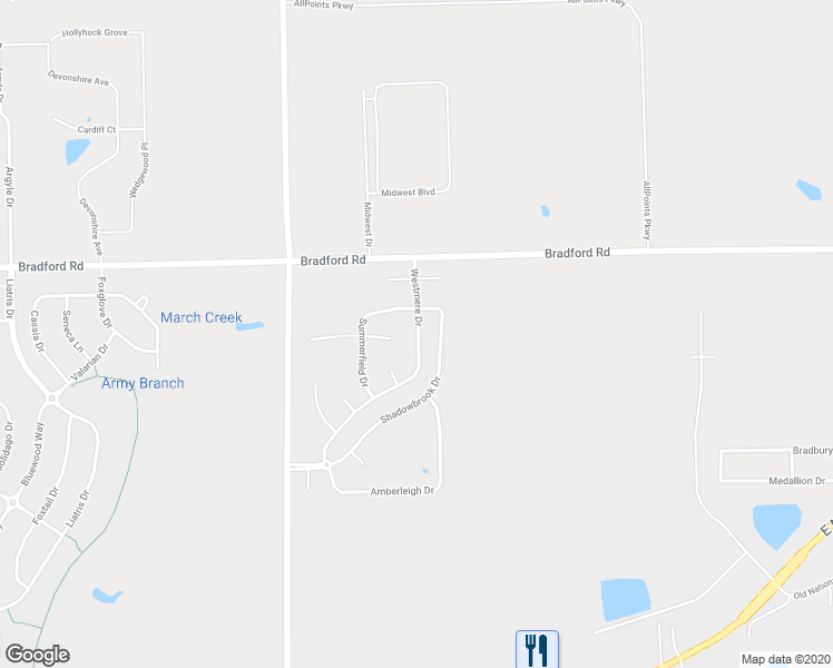 map of restaurants, bars, coffee shops, grocery stores, and more near 2162 Westmere Drive in Plainfield