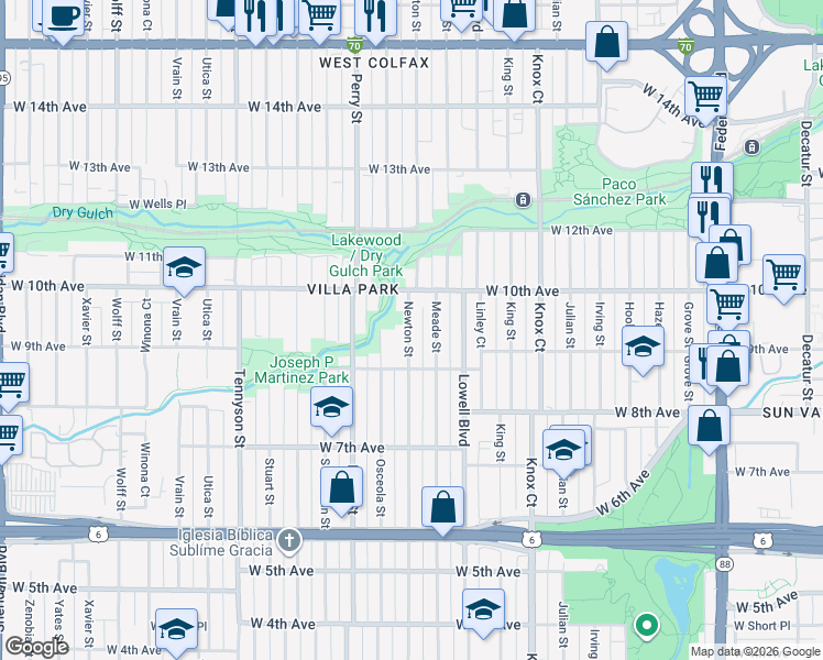 map of restaurants, bars, coffee shops, grocery stores, and more near 928 Newton Street in Denver