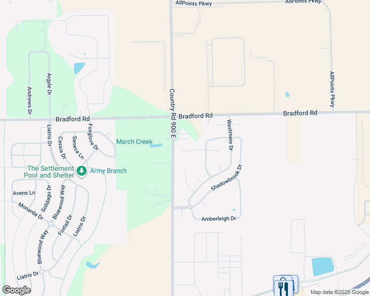 map of restaurants, bars, coffee shops, grocery stores, and more near 9036 Bayview Circle in Plainfield