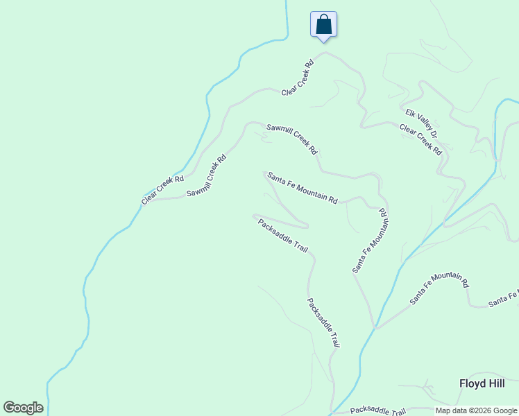 map of restaurants, bars, coffee shops, grocery stores, and more near 2080 Santa Fe Mountain Road in Evergreen