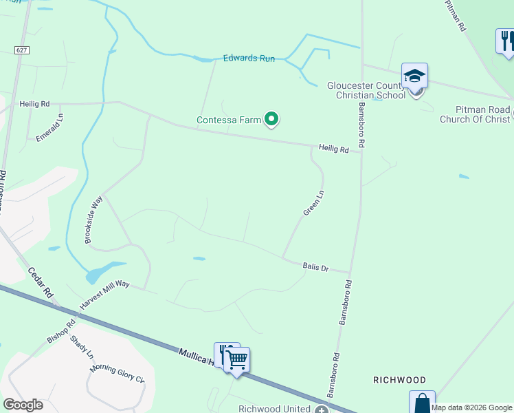 map of restaurants, bars, coffee shops, grocery stores, and more near 804 Balis Court in Harrison Township