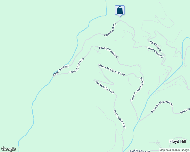 map of restaurants, bars, coffee shops, grocery stores, and more near 2080 Santa Fe Mountain Road in Evergreen