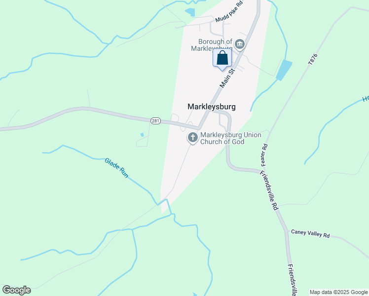 map of restaurants, bars, coffee shops, grocery stores, and more near 121 Brown Hill Road in Markleysburg
