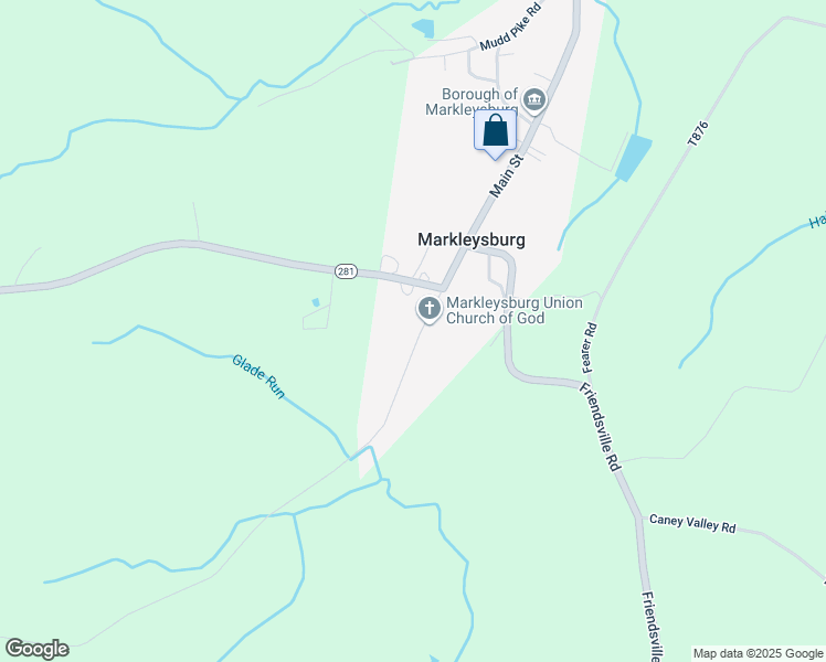 map of restaurants, bars, coffee shops, grocery stores, and more near 121 Brown Hill Road in Markleysburg
