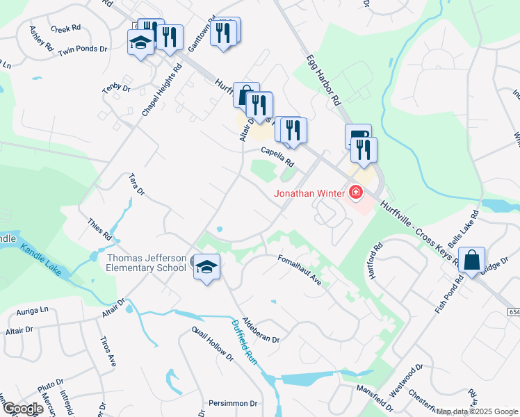 map of restaurants, bars, coffee shops, grocery stores, and more near 8 Castor Court in Washington Township