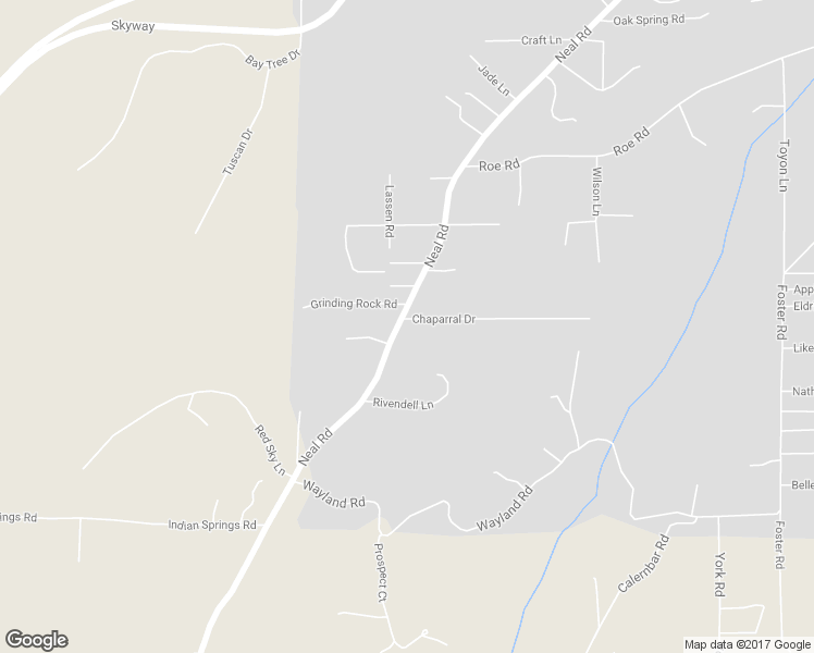 map of restaurants, bars, coffee shops, grocery stores, and more near 3418 Neal Road in Paradise