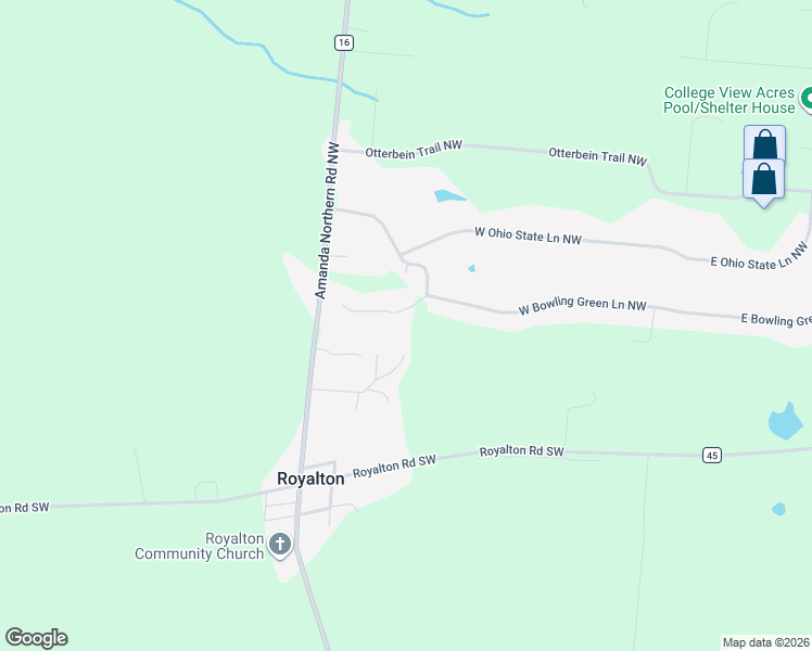 map of restaurants, bars, coffee shops, grocery stores, and more near 8480 Ohio Wesleyan Court Northwest in Lancaster