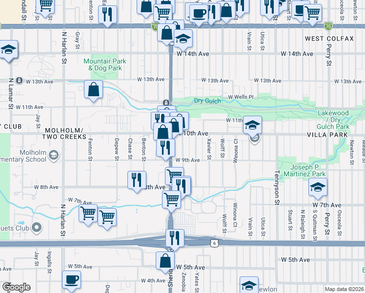 map of restaurants, bars, coffee shops, grocery stores, and more near in 