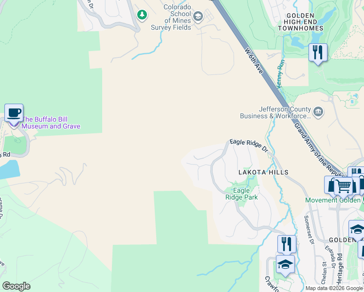 map of restaurants, bars, coffee shops, grocery stores, and more near 854 Shelton Road in Golden