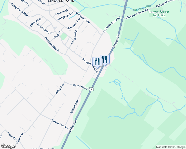 map of restaurants, bars, coffee shops, grocery stores, and more near 9 South Main Street in Barnegat Township