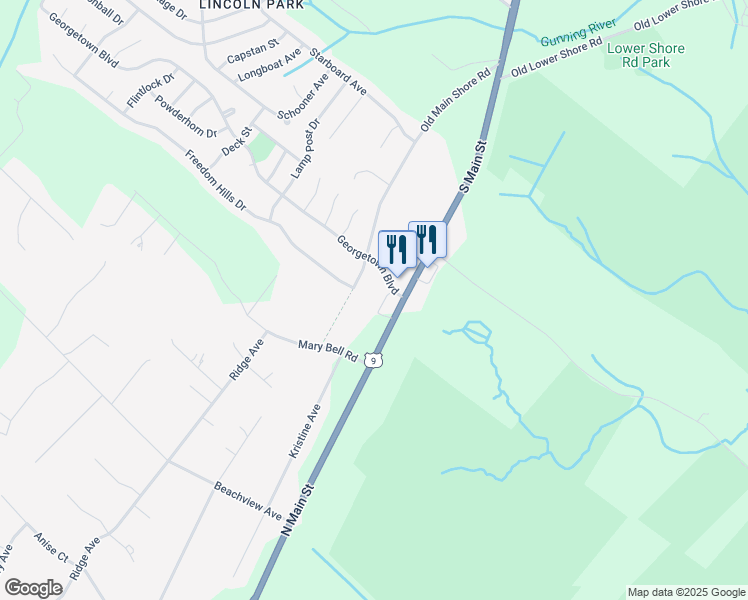 map of restaurants, bars, coffee shops, grocery stores, and more near 9 South Main Street in Barnegat Township