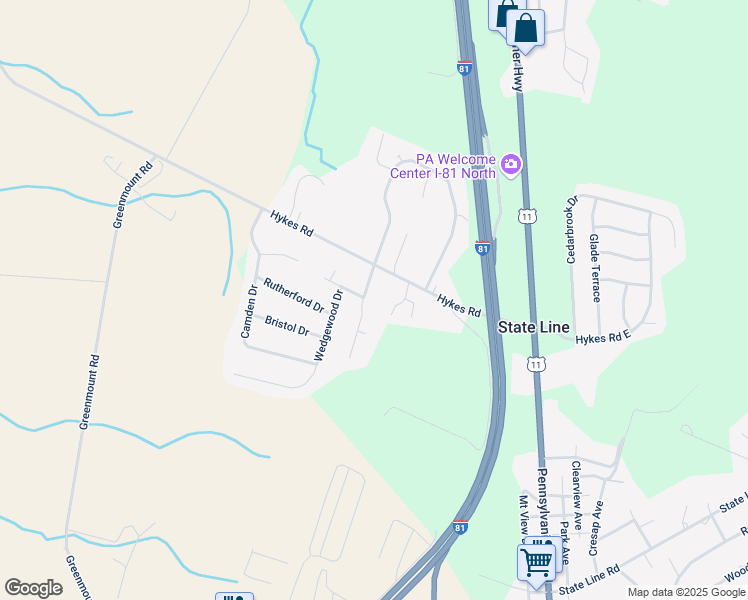 map of restaurants, bars, coffee shops, grocery stores, and more near 15240 Cobble Drive in Greencastle