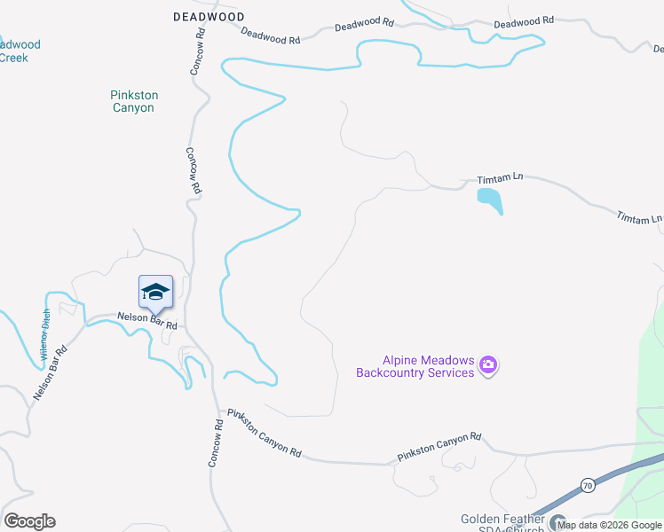 map of restaurants, bars, coffee shops, grocery stores, and more near Miller Peak Road in Concow
