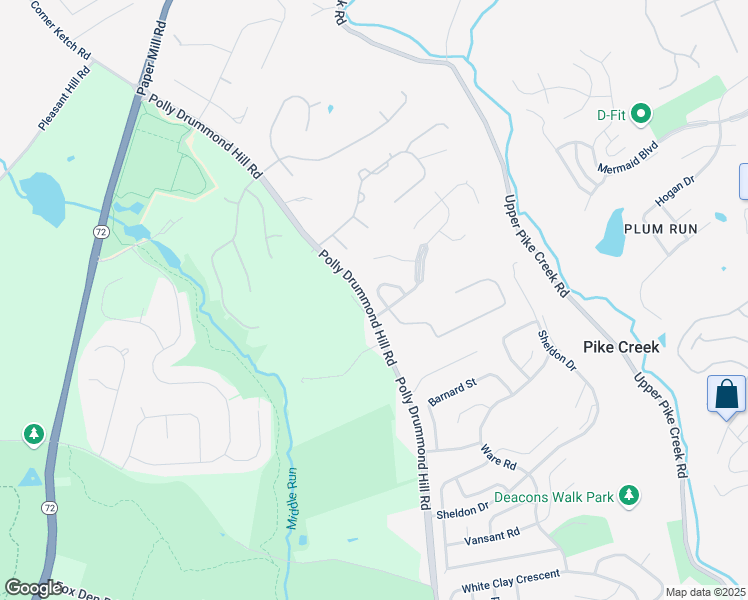 map of restaurants, bars, coffee shops, grocery stores, and more near 102 Drummond Farms Lane in Newark