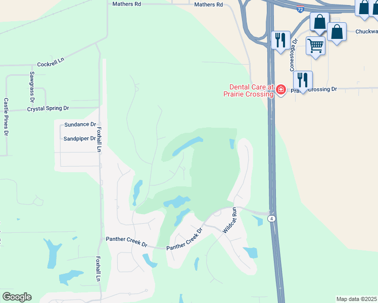 map of restaurants, bars, coffee shops, grocery stores, and more near 3100 Falcon Point in Springfield