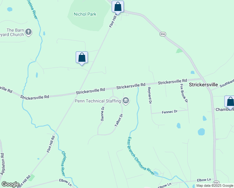 map of restaurants, bars, coffee shops, grocery stores, and more near 101 Talbot Drive in Landenberg