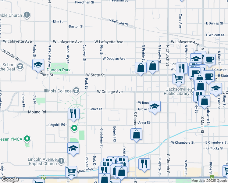 map of restaurants, bars, coffee shops, grocery stores, and more near 198 Westminster St in Jacksonville