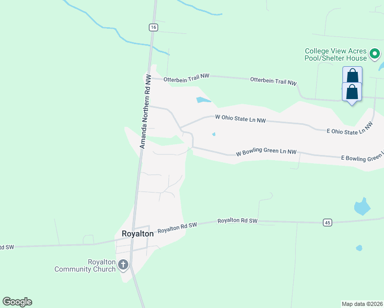 map of restaurants, bars, coffee shops, grocery stores, and more near 8480 Ohio Wesleyan Court Northwest in Lancaster