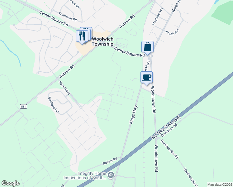 map of restaurants, bars, coffee shops, grocery stores, and more near 104 Dalton Drive in Woolwich Township