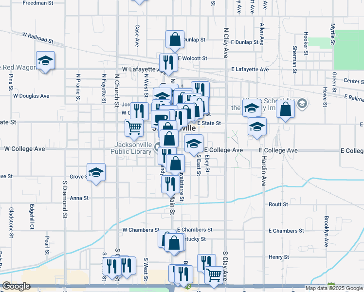 map of restaurants, bars, coffee shops, grocery stores, and more near 228 South Mauvaisterre Street in Jacksonville