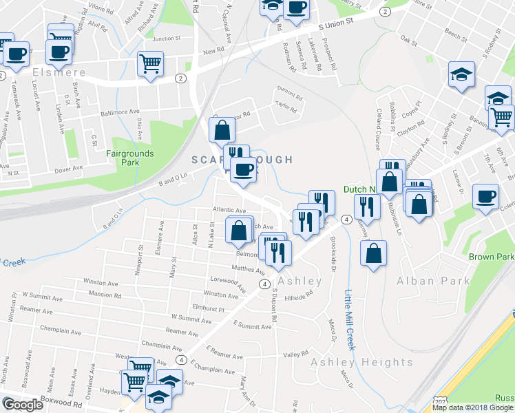 map of restaurants, bars, coffee shops, grocery stores, and more near 603 Eureka Street in Wilmington