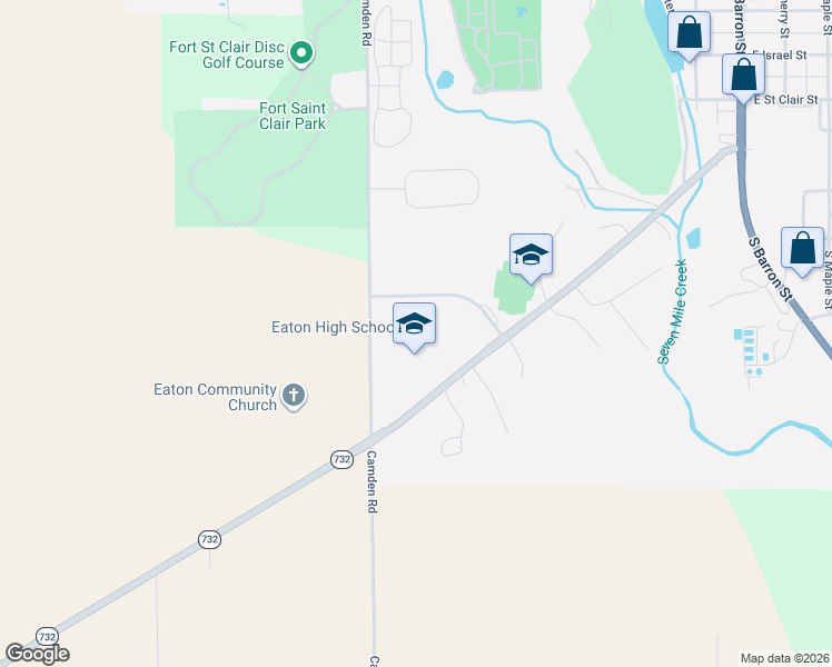 map of restaurants, bars, coffee shops, grocery stores, and more near Unnamed Road in Eaton