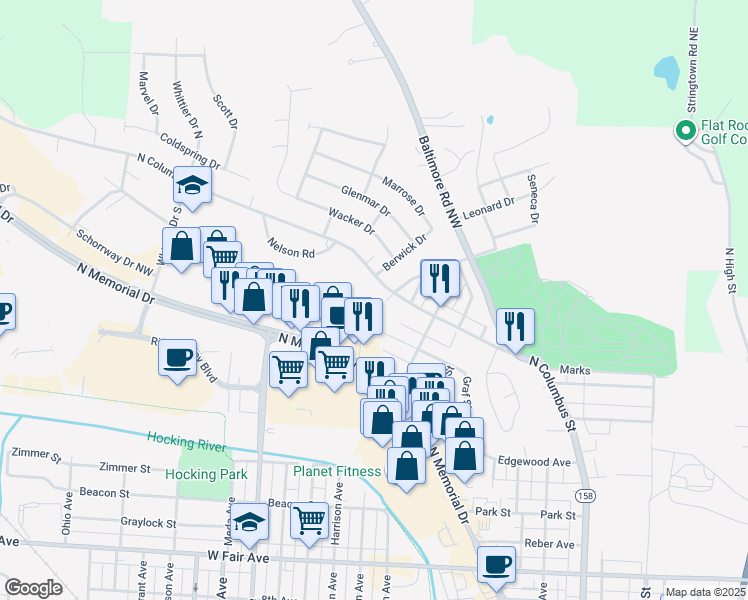 map of restaurants, bars, coffee shops, grocery stores, and more near 1609 North Columbus Street in Lancaster