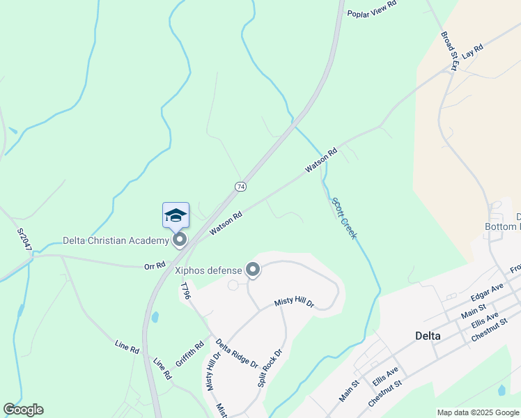 map of restaurants, bars, coffee shops, grocery stores, and more near 134 Watson Rd in Delta