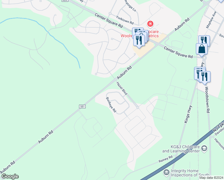map of restaurants, bars, coffee shops, grocery stores, and more near 51 Buckeye Road in Swedesboro