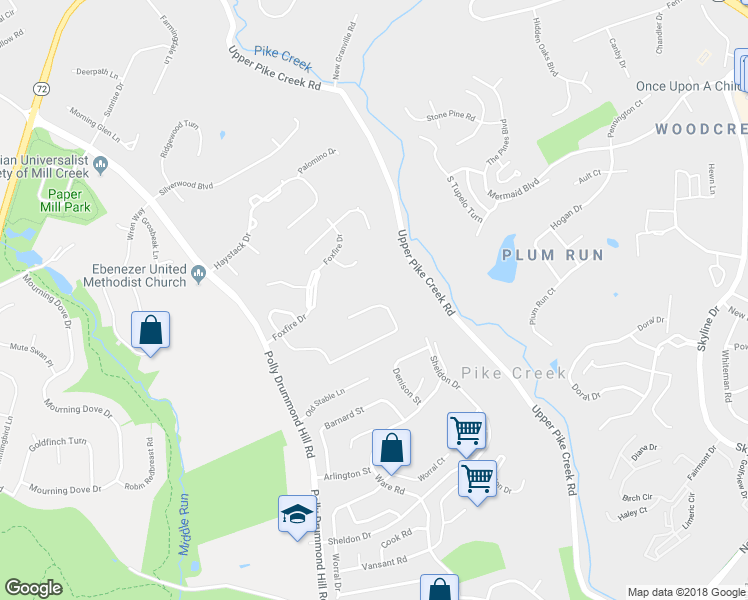 map of restaurants, bars, coffee shops, grocery stores, and more near 148 Drummond Farms Lane in Newark