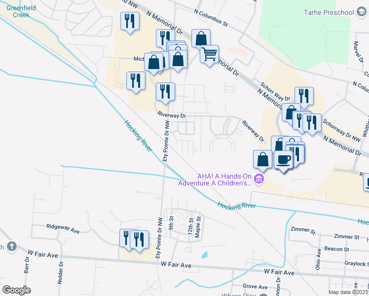 map of restaurants, bars, coffee shops, grocery stores, and more near 1180 Stoneycreek Court in Lancaster