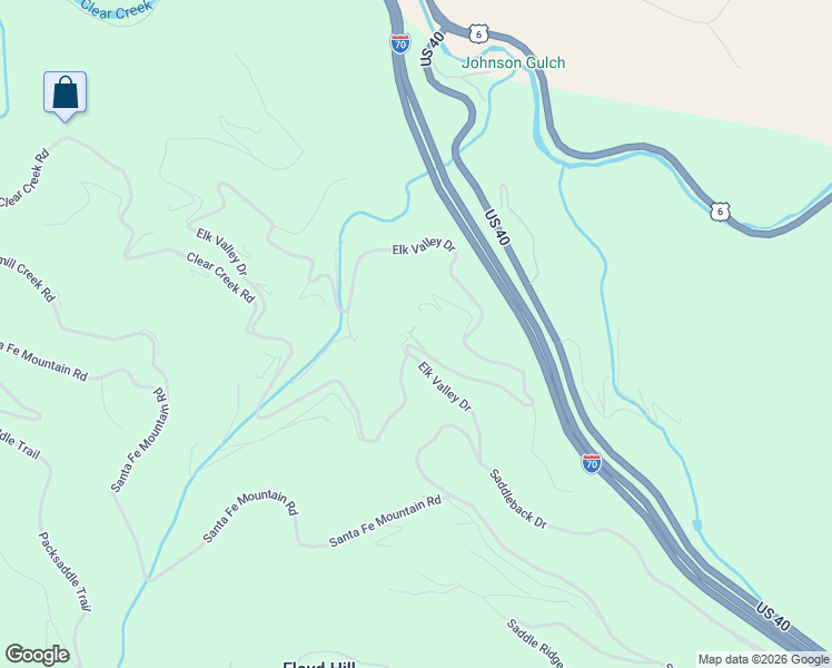 map of restaurants, bars, coffee shops, grocery stores, and more near 290 Elk Valley Drive in Evergreen