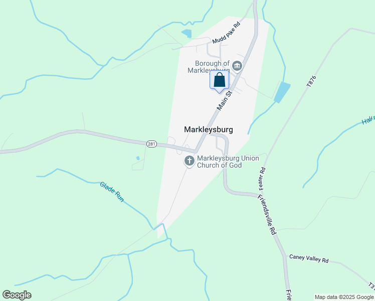 map of restaurants, bars, coffee shops, grocery stores, and more near 101 Brown Hill Road in Markleysburg